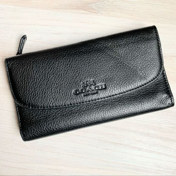 coach soft leather trifold wallet